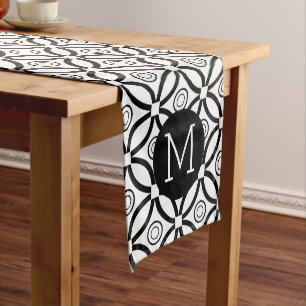 Black & White Modern Geometric Pattern Medium Table Runner