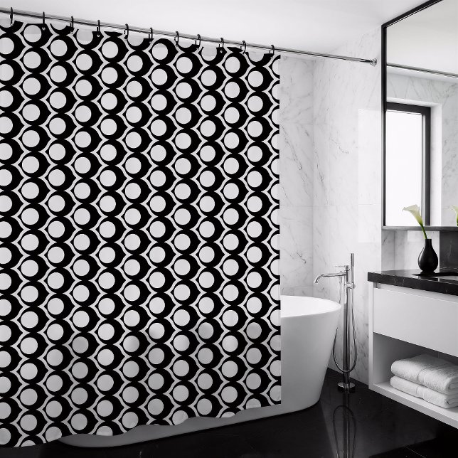 Black White Modern Geometric Pattern Shower Curtain (Creator Uploaded)