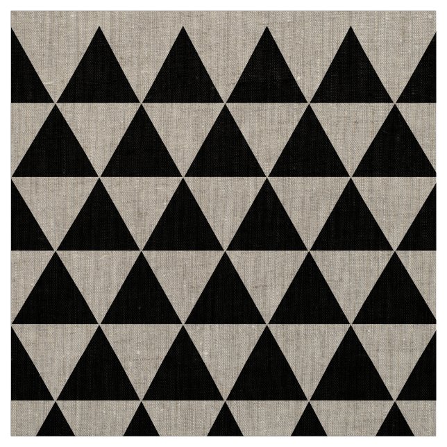 Black White Modern Geometric Rustic Decor Linen Fabric (Swatch)