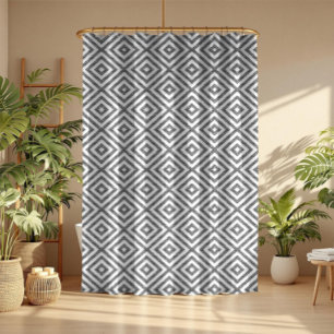 Black & White Modern Geometric Seamless Pattern Shower Curtain