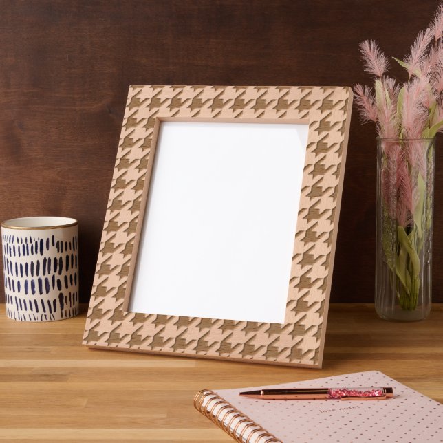 Black White Modern Houndstooth Pattern Etched Frames (Left)