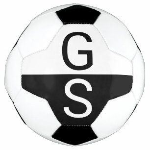 Black & White Modern Initials Monogram Soccer Ball