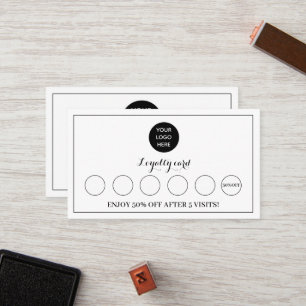 Black White Modern Logo Business Reward Punch Loyalty Card
