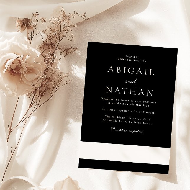 Black & White Modern Minimal Wedding  Invitation (Creator Uploaded)