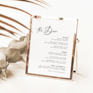 Black & White Modern Minimalist Bar Menu