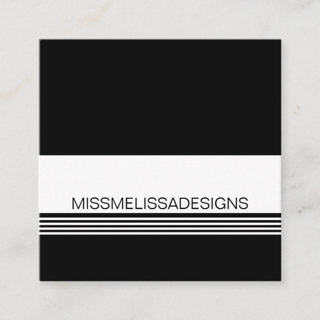 black white modern minimalist classic square business card (Front)