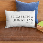 Black White Modern Minimalist Couples Names Lumbar Cushion<br><div class="desc">Black White Modern Minimalist Couples Names WeddingPillow. Customise this modern minimalist,  elegant pillow with names and date. Perfect for newlyweds or décor for your wedding/reception.</div>