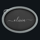 Black White Modern Minimalist Elegant Monogram Belt Buckle<br><div class="desc">Introducing our Black and White Minimalist Modern Monogram Collection: Embrace simplicity and sophistication with our minimalist designs, curated to elevate your style effortlessly. Crafted with a keen eye for modern aesthetics, this collection features sleek black and white designs accentuated by personalised monograms. From chic stationery to versatile accessories, our collection...</div>