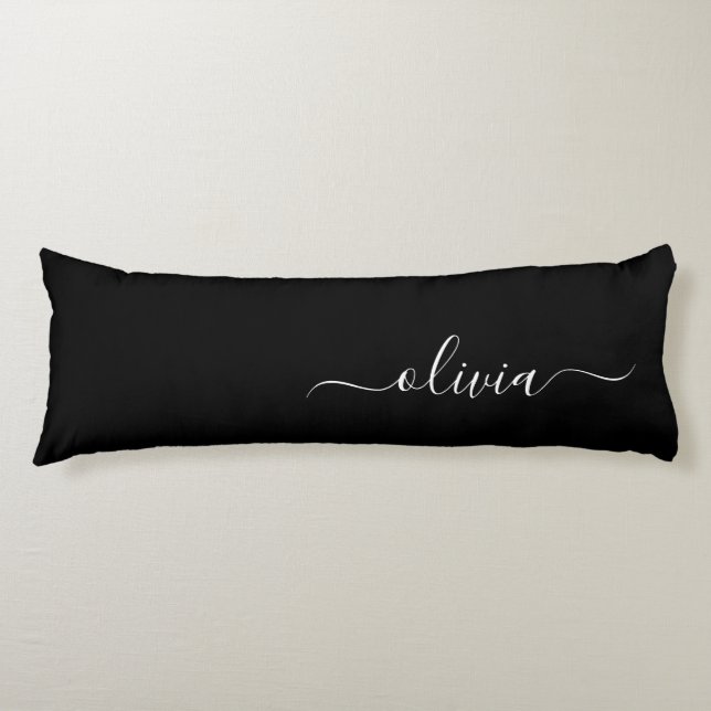 Black White Modern Minimalist Elegant Monogram Body Cushion (Front)