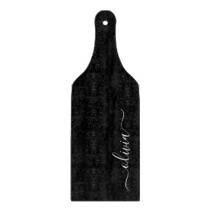 Black White Modern Minimalist Elegant Monogram Cutting Board