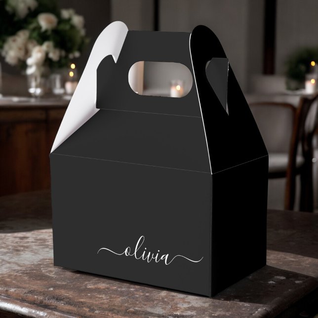 Black White Modern Minimalist Elegant Monogram Favour Box (Creator Uploaded)
