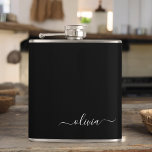 Black White Modern Minimalist Elegant Monogram Hip Flask<br><div class="desc">Introducing our Black and White Minimalist Modern Monogram Collection: Embrace simplicity and sophistication with our minimalist designs, curated to elevate your style effortlessly. Crafted with a keen eye for modern aesthetics, this collection features sleek black and white designs accentuated by personalised monograms. From chic stationery to versatile accessories, our collection...</div>