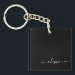 Black White Modern Minimalist Elegant Monogram Key Ring<br><div class="desc">Introducing our Black and White Minimalist Modern Monogram Collection: Embrace simplicity and sophistication with our minimalist designs, curated to elevate your style effortlessly. Crafted with a keen eye for modern aesthetics, this collection features sleek black and white designs accentuated by personalised monograms. From chic stationery to versatile accessories, our collection...</div>