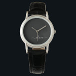 Black White Modern Minimalist Elegant Monogram Watch<br><div class="desc">Introducing our Black and White Minimalist Modern Monogram Collection: Embrace simplicity and sophistication with our minimalist designs, curated to elevate your style effortlessly. Crafted with a keen eye for modern aesthetics, this collection features sleek black and white designs accentuated by personalised monograms. From chic stationery to versatile accessories, our collection...</div>