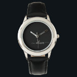 Black White Modern Minimalist Elegant Monogram Watch<br><div class="desc">Introducing our Black and White Minimalist Modern Monogram Collection: Embrace simplicity and sophistication with our minimalist designs, curated to elevate your style effortlessly. Crafted with a keen eye for modern aesthetics, this collection features sleek black and white designs accentuated by personalised monograms. From chic stationery to versatile accessories, our collection...</div>