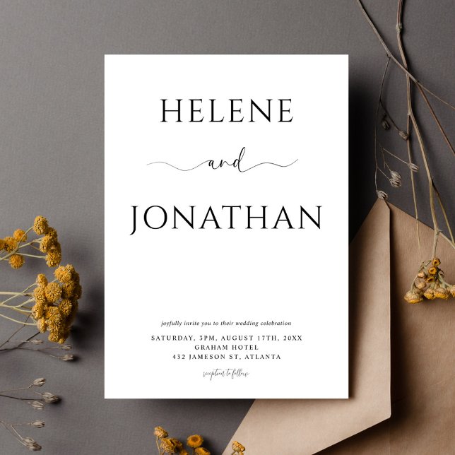 Black White Modern Minimalist Elegant Wedding Invitation (Black White Modern Minimalist Elegant Wedding Invitation)