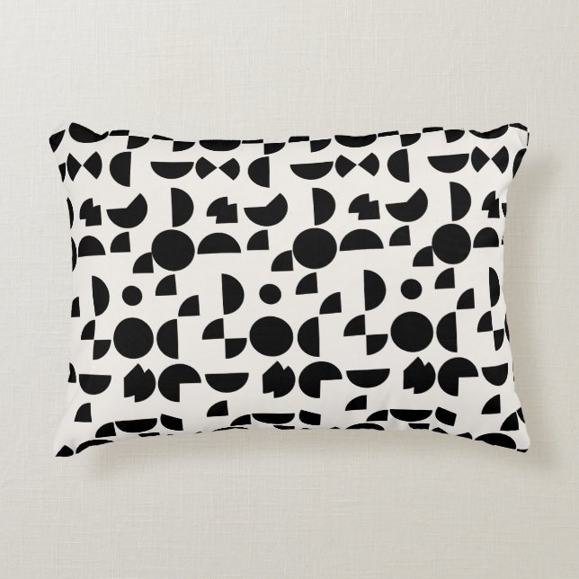 Black White Modern Minimalist Geometric Pattern Decorative Cushion (Front)
