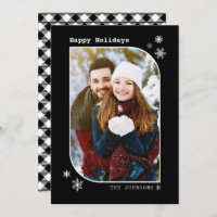 Black & White Modern Minimalist Holiday Photo Card
