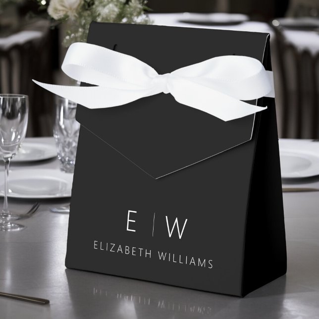 Black White Modern Minimalist Monogram Name Favour Box (Creator Uploaded)