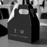 Black White Modern Minimalist Monogram Name Favour Box<br><div class="desc">Elevate your event's favours with our Classic Elegant Modern Minimalist Monogram Favour Box. Meticulously designed, these favour boxes seamlessly blend timeless sophistication with contemporary minimalism, making them a stylish and memorable addition to your celebration. Crafted with precision and attention to detail, these favour boxes are more than just containers; they...</div>