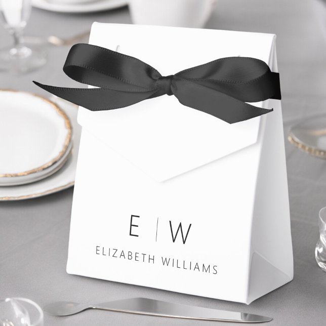 Black White Modern Minimalist Monogram Name Favour Box (Creator Uploaded)