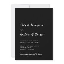 Black White Modern Minimalist Script Wedding