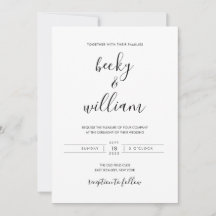 Black & White Modern Minimalist Wedding Invitation