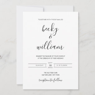 Black & White Modern Minimalist Wedding Invitation