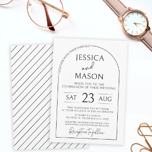 Black & white modern minimalist wedding Invitation