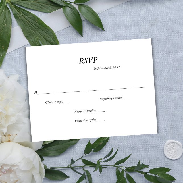 Black White Modern Minimalist Wedding RSVP card (Black White Modern Minimalist Wedding RSVP card)