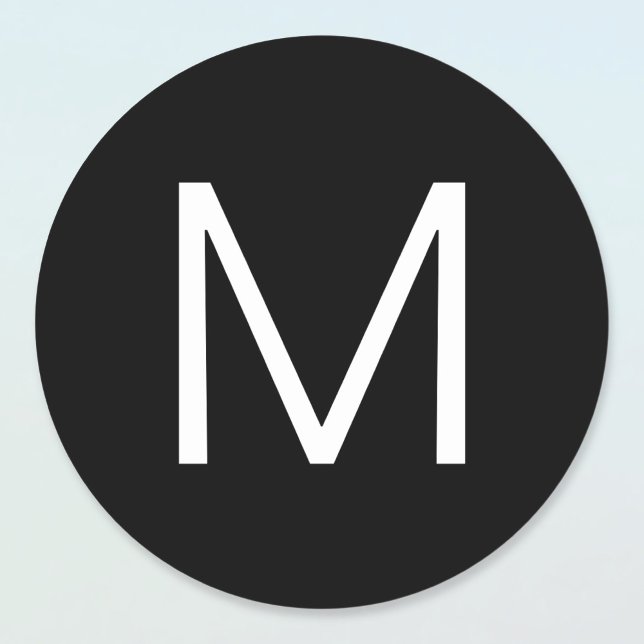 Black & White Modern Minimalistic Letter Classic Round Sticker (Creator Uploaded)