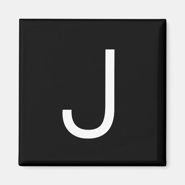 Black & White Modern Minimalistic Letter Magnet (Front)