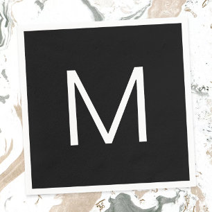 Black & White Modern Minimalistic Letter Napkin