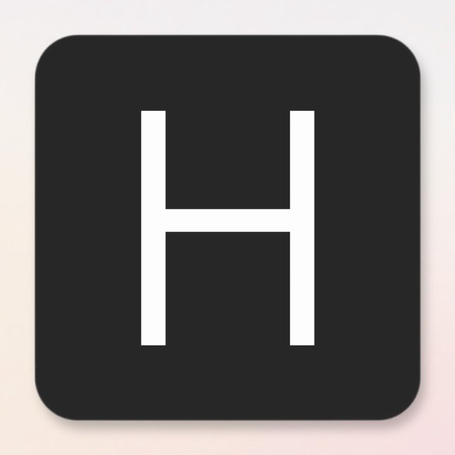 Black & White Modern Minimalistic Letter Square Sticker (Creator Uploaded)