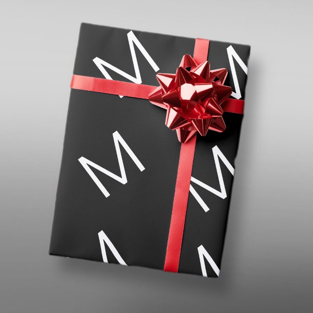 Black & White Modern Minimalistic Letter Wrapping Paper (Creator Uploaded)