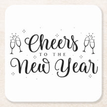 Black & White Modern New Years Party Paper Coaster