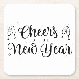 Black & White Modern New Years Party Paper Coaster