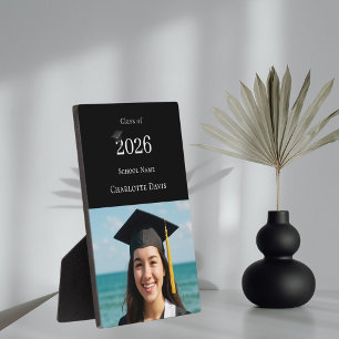 Black white modern photo Graduate Plaque