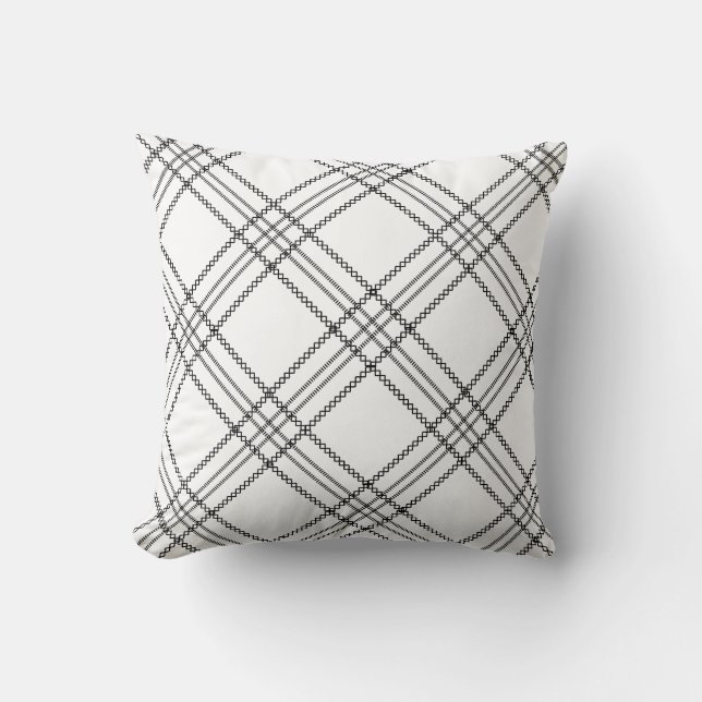 Black White Modern Plaid Cushion (Front)