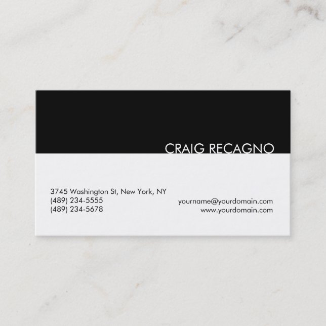 Black & White Modern Professional Business Card (Front)