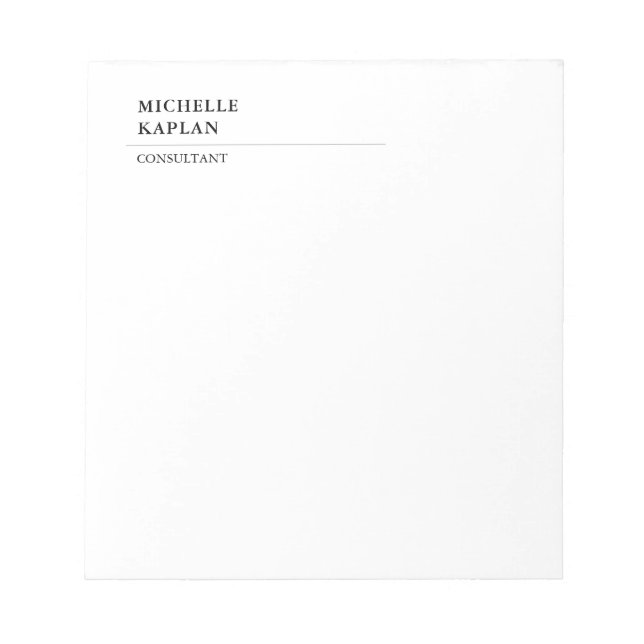 Black & White Modern Professional Exclusive Notepad (Front)