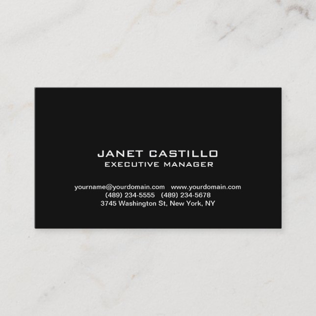 Black White Modern Professional Personal Simple Business Card (Front)