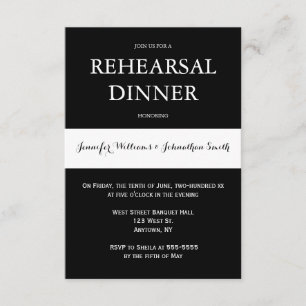 Black & white modern rehearsal dinner invitations