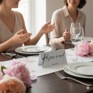 Black White Modern Reserved Table Tent Sign Design