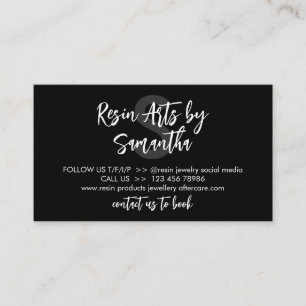 Black White Modern Resin Product Care Instructions Business Card