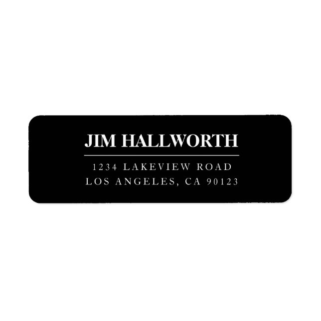 Black & White Modern Return Address Label (Front)