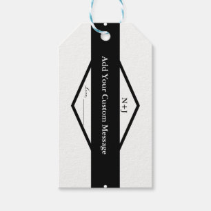Black & White Modern Rustic Custom Wedding Favour Gift Tags