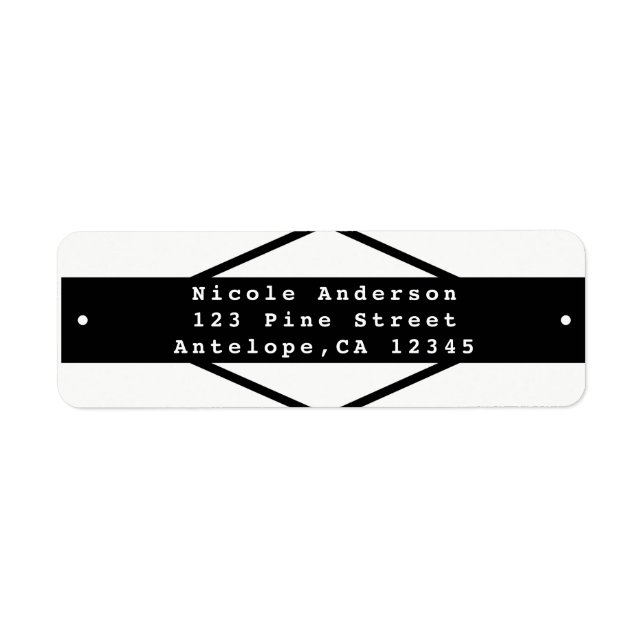 Black & White Modern Rustic Wedding Invitation Return Address Label (Front)
