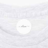 Black White Modern Script Girly Monogram Name