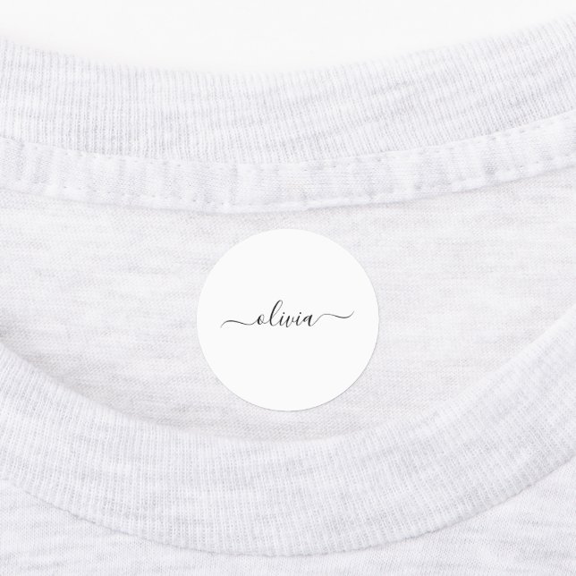 Black White Modern Script Girly Monogram Name (Affixed)